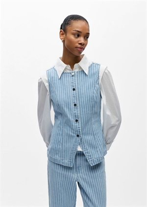 Sanni sl denim waistcoat Light Blue Denim Stripes Object 